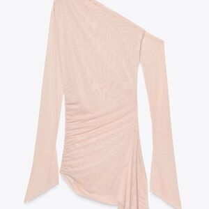 Pink Asymmetrical Ruched Bodycon Dress
